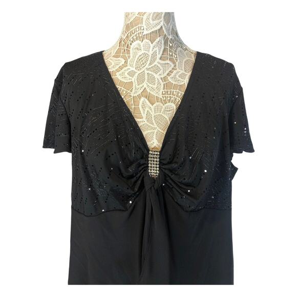 Dressbarn plus collection formal 2 piece outfit black short sleeves  size 24 - Picture 5 of 13